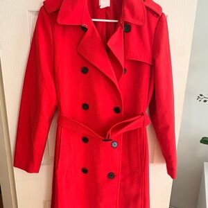 H&M Vibrant Red Trench Coat size 8